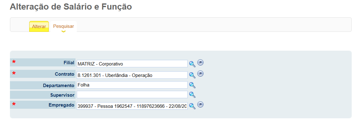 Preenchimento de todos os campos obrigátorios 