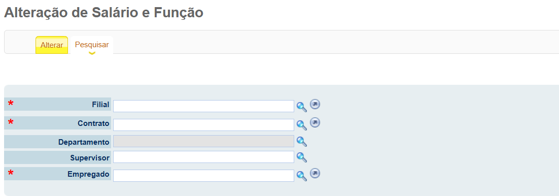 Não preenchimento dos campos 