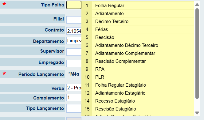 Tipos Folha