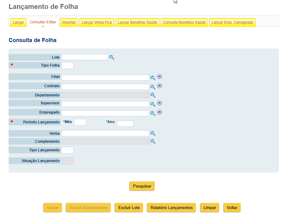 Formulário de filtro