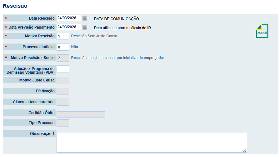 Seção Rescisão