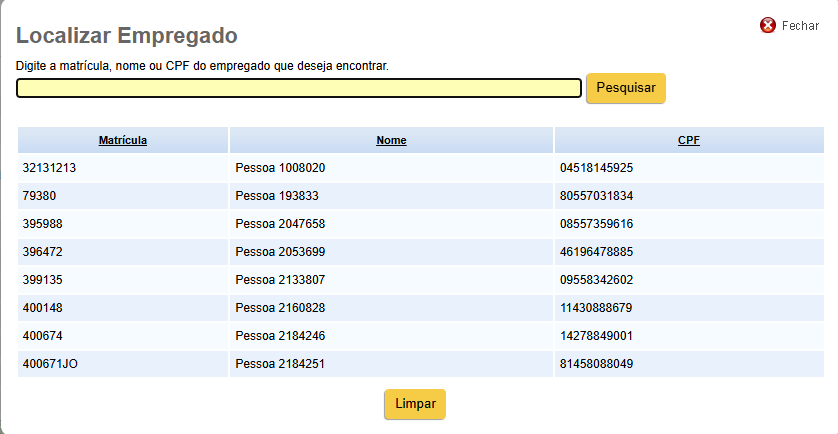 Modal Empregado 