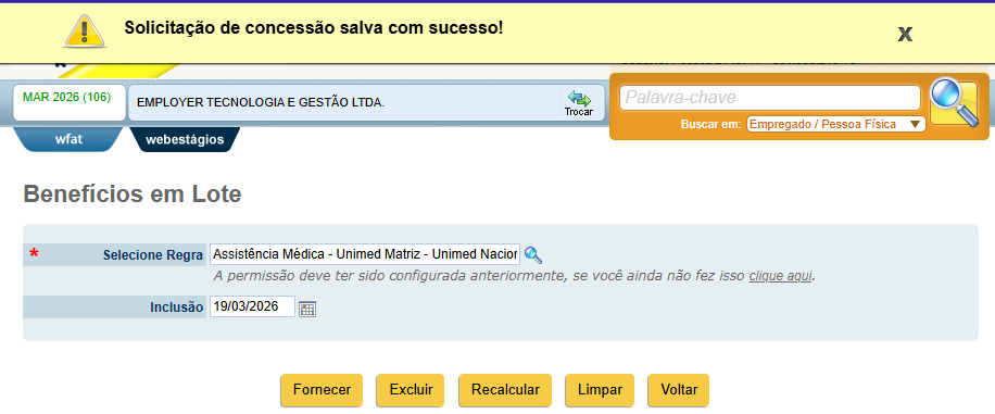 Mensagem de sucesso