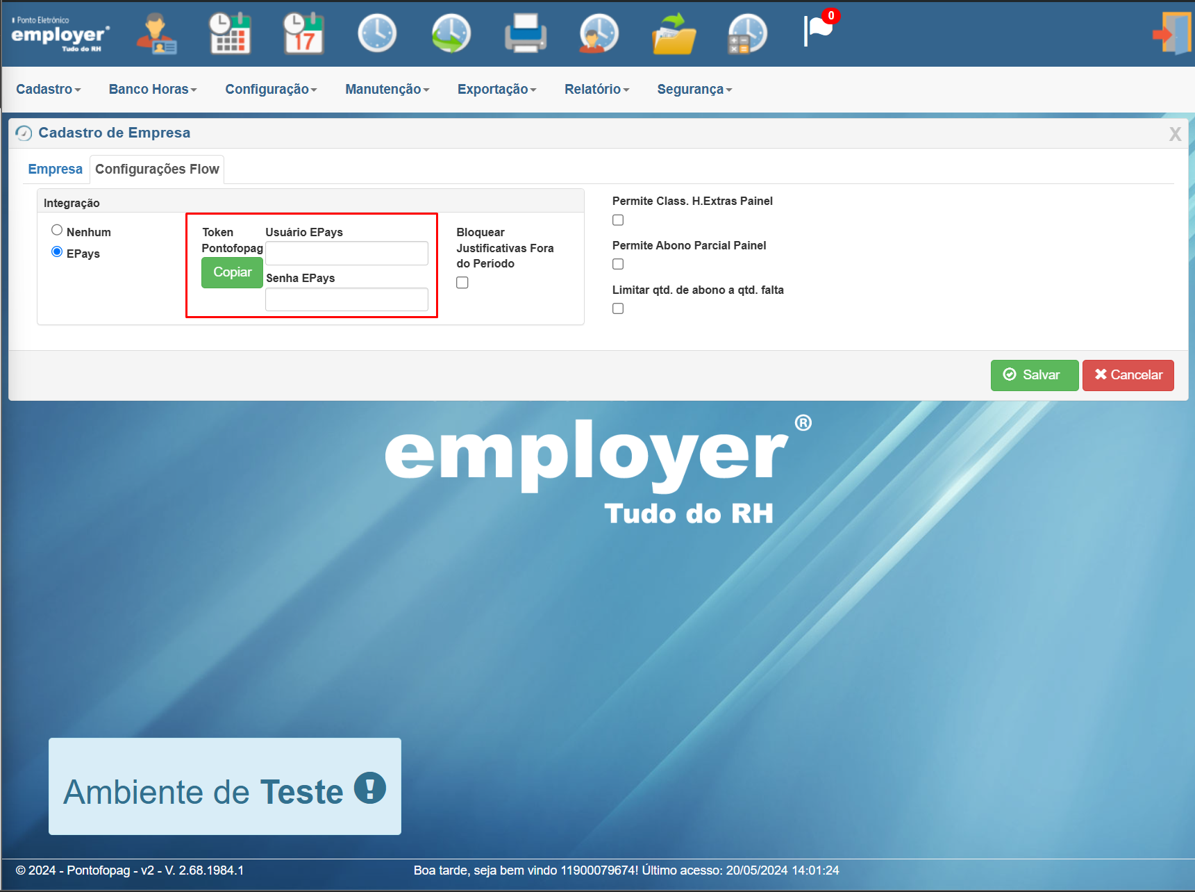Configurações Flow