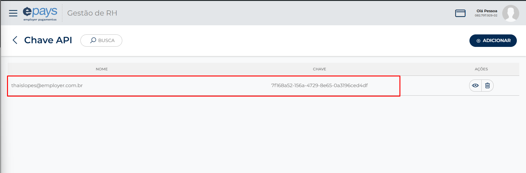 Armazenar API