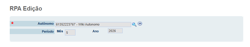 Dados de Pesquisa para buscar o Recibo RPA