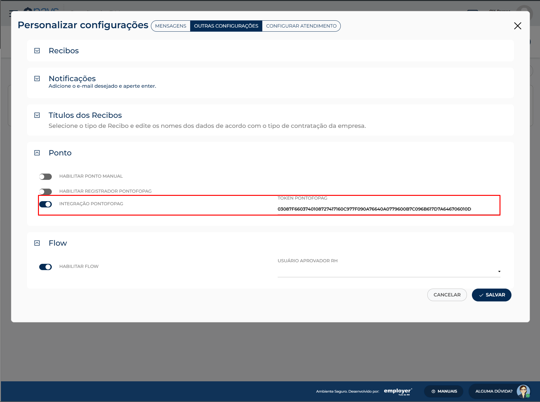 Outras Configurações