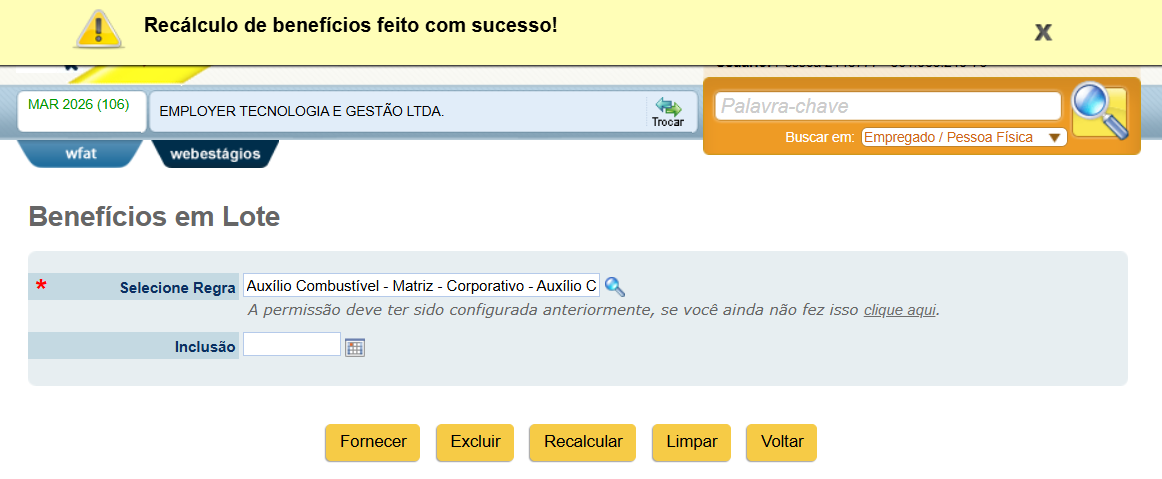 Mensagem de sucesso