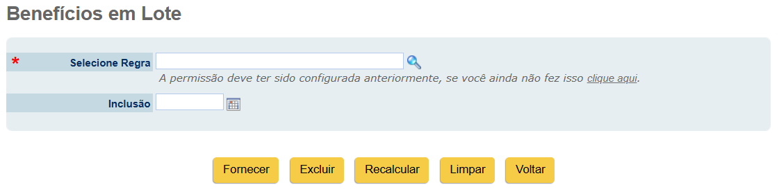 Tela de Benefícios em Lote